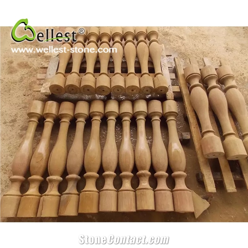 Honed Surface Beautiful Sandstone Balustrades for Outside