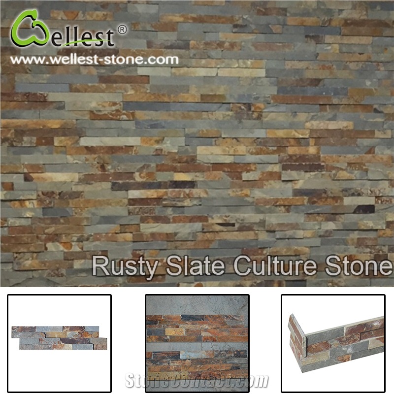 Hot Selling Good Price S015 Rusty Color Slate Cultured Stone / Ledge Stone