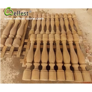 Natural Yellow Color Honed Finished Sandstone Balustrades