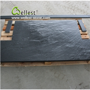 Riven Black Slate Panel for Fireplace Hearth