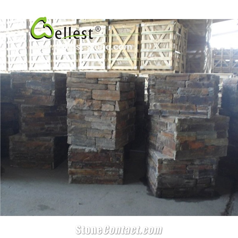 Sesame Yellow Slate Fieldstone,Sesame Yellow Slate Loose Strip Stone Veneer,Natural Slate Stacked Stone Veneer in Free Dimention