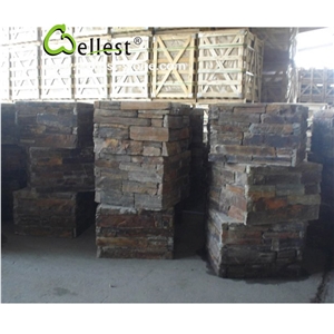 Sesame Yellow Slate Fieldstone,Sesame Yellow Slate Loose Strip Stone Veneer,Natural Slate Stacked Stone Veneer in Free Dimention
