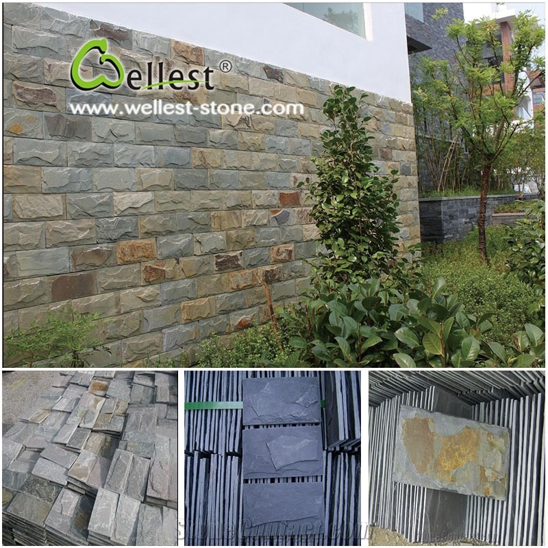 Split Face Slate Mushroom Stone, Slate Mushroom Wall Cladding, Mushroomed Stone