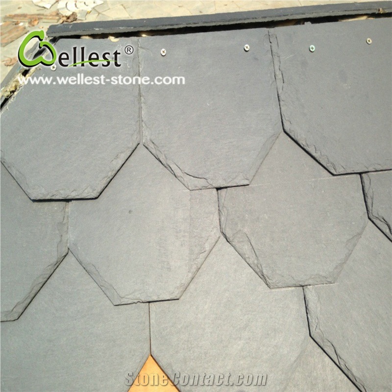 Wholesale Best Price Grey Color Hexagon Shape High Resistant Slate Roof Coating
