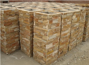 Cement Slate Pillars Column, Fence Stone Pillars Surrounds Slate Panels Stone Show Panel with Bread,New Product Cultured Stone Gates Post