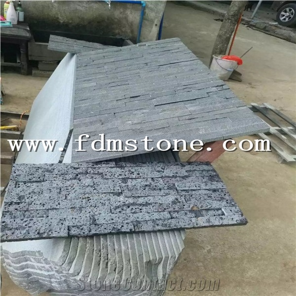 Lava Stone Wall Cladding,Black Basalt Stacked Stone Panel,Culture Stone,Ledge Stone
