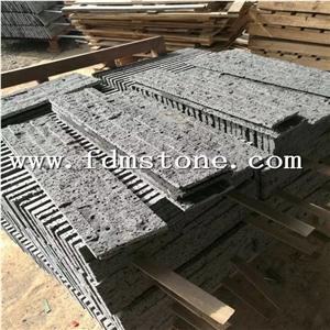 Lava Stone Wall Cladding,Black Basalt Stacked Stone Panel,Culture Stone,Ledge Stone