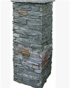Multicolor Gate Columns,China Cultured Stone Pillars,Cheap Price Natural Split Pillars,Hot Sale Columns,Slate Stone Columns, Exposed Wall Stone