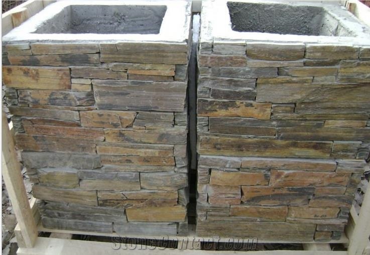 Slate Gate Post from Manufacturer,Natual Slate Entry Gate Posts,Decorative Gate Columns,Slate cladding Cement post
