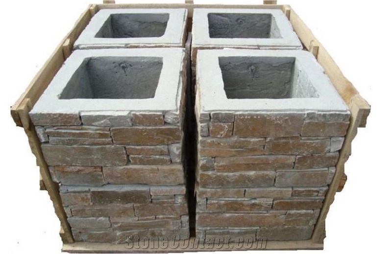 Slate Gate Post from Manufacturer,Natual Slate Entry Gate Posts,Decorative Gate Columns,Slate cladding Cement post