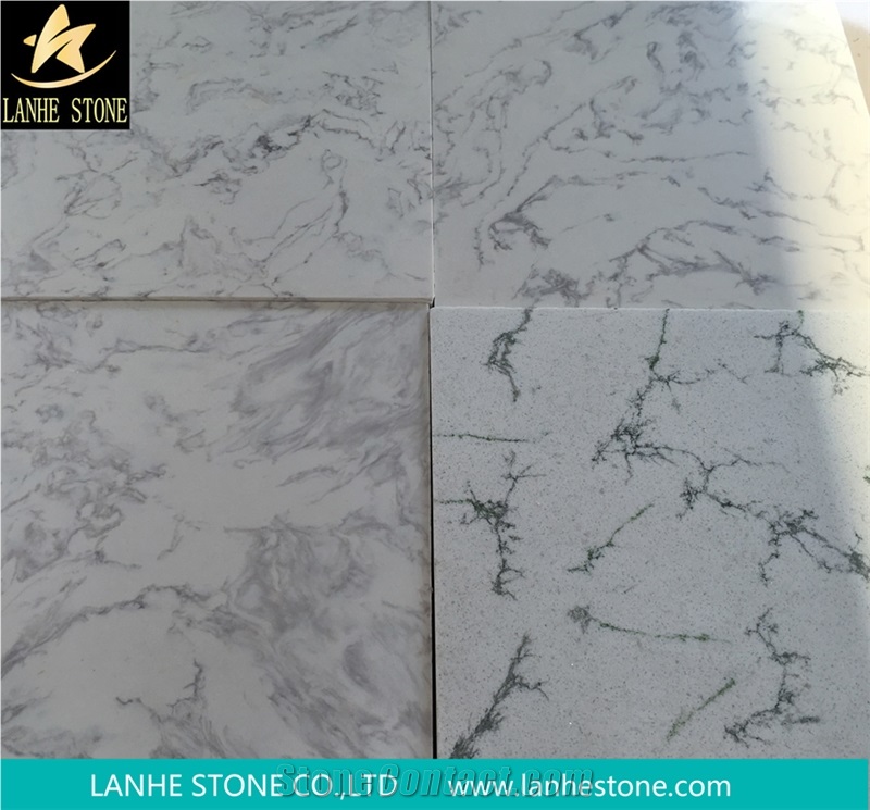 Calacatta White Quartz Stone Tiles & Slabs Carrara White Quartz Stone Engineered Quartz Stone Solid Surfaces Polished Slabs