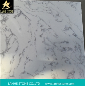 Carrara White Veined Quartz Stone Surfaces Kitchen Countertops with High Gloss and Hardness