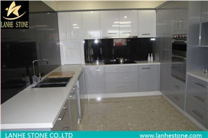 China Pure White Quartz Stone Slabs,For Kitchen Table Top,Kitchen Countertop,Top Quality and Service,Easy Care