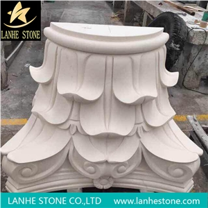 Chinese Beige Marble Column Bases