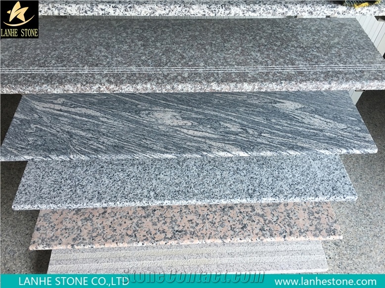 Chinese Hot Sale White Granite Stairs & Steps,G439,China Grey Big White Flower Granite Stairs,Top Polished Steps & Risers,Stair Treads & Thresholds