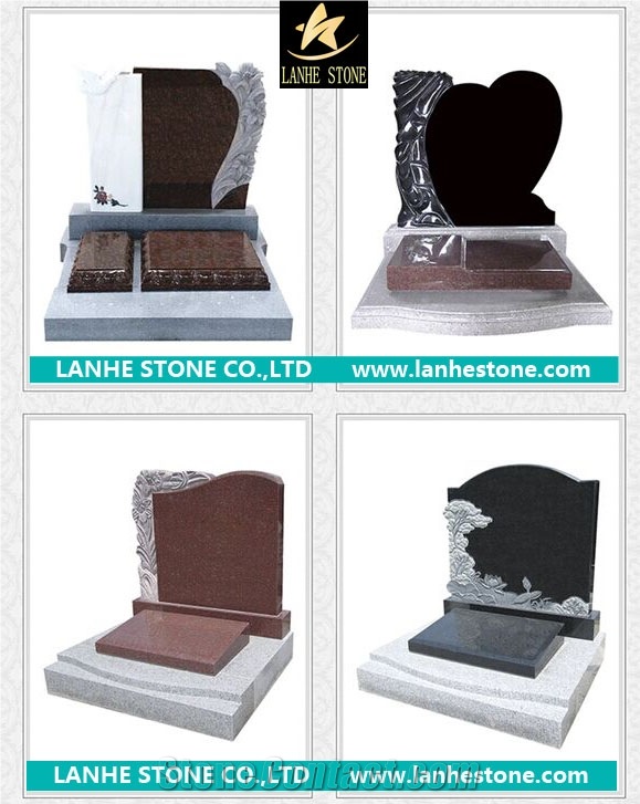 Engraved Monument & Tombstone,Green Granite Monument & Tombstone,Gravestone with Heart-Shaped Carving & Headstone