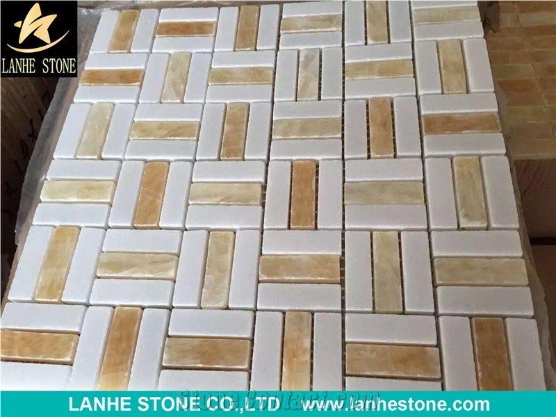 Latest and Cheapest Rosin Jade Stone Mosaic, Polished Newest Yellow Onyx Mosaic, Popular Jade Mosaic