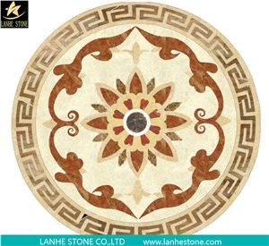 Ruschita Creme Rosa China Pink Granite Paver with Waterjet Cut Inlaid L,For Home Decoration Marble Inlayed Medallion