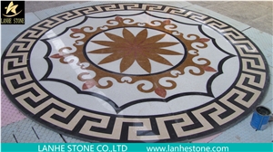 Ruschita Creme Rosa China Pink Granite Paver with Waterjet Cut Inlaid L,For Home Decoration Marble Inlayed Medallion
