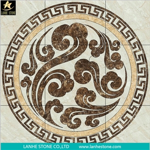 Ruschita Creme Rosa China Pink Granite Paver with Waterjet Cut Inlaid L,For Home Decoration Marble Inlayed Medallion