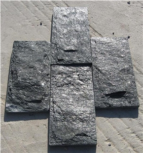 Fargo Black Quartzite Mushroomed Stone, Black Quartzite Split Face Wall Cladding Stone, Black Quartzite Mushroomed Wall Cladding