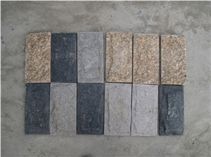 Fargo Black Quartzite Mushroomed Stone, Black Quartzite Split Face Wall Cladding Stone, Black Quartzite Mushroomed Wall Cladding
