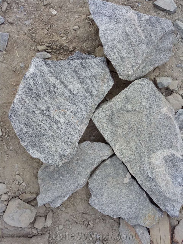 Fargo Grey Granite Irregular Flagstones, Grey Granite Random Shape Wall Cladding Pieces, China Grey Granite Flagstone for Walling/Road Paving
