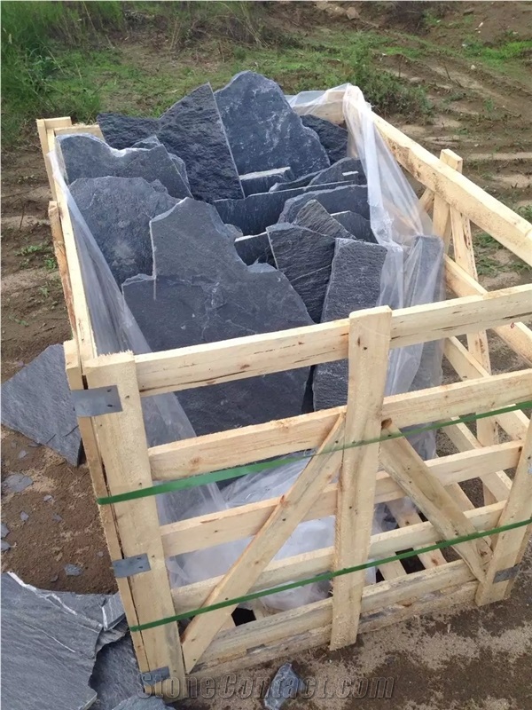 Fargo Grey Slate Random Shape Flagstones, China Grey Slate Irregular Flagstones, Grey Slate Irregular Wall Cladding Pieces, Slate Flagstone for Road Paving