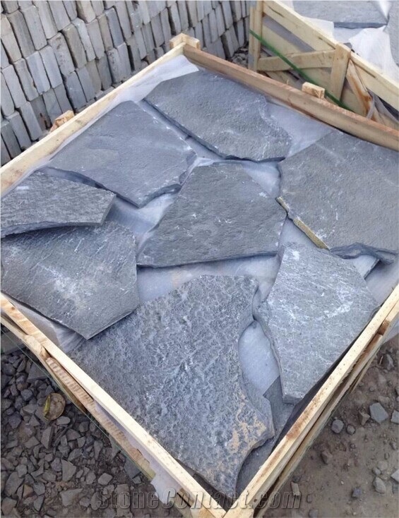 Fargo Grey Slate Random Shape Flagstones, China Grey Slate Irregular Flagstones, Grey Slate Irregular Wall Cladding Pieces, Slate Flagstone for Road Paving