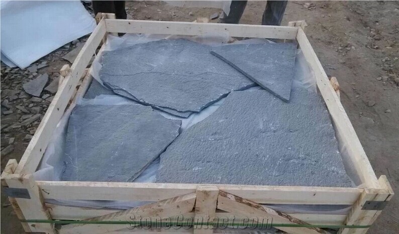 Fargo Grey Slate Random Shape Flagstones, China Grey Slate Irregular Flagstones, Grey Slate Irregular Wall Cladding Pieces, Slate Flagstone for Road Paving