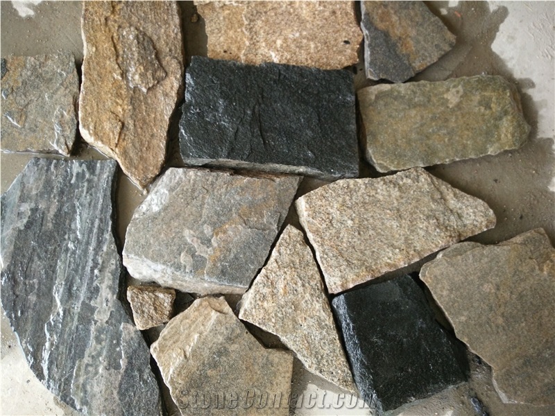 Fargo Multicolor Quartzite Irregular Flagstone, China Quartzite Random Shape Wall Cladding Pieces, Quartzite Flagstone Road/Walkway Paving