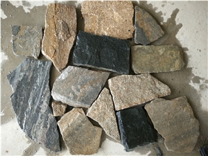 Fargo Multicolor Quartzite Irregular Flagstone, China Quartzite Random Shape Wall Cladding Pieces, Quartzite Flagstone Road/Walkway Paving
