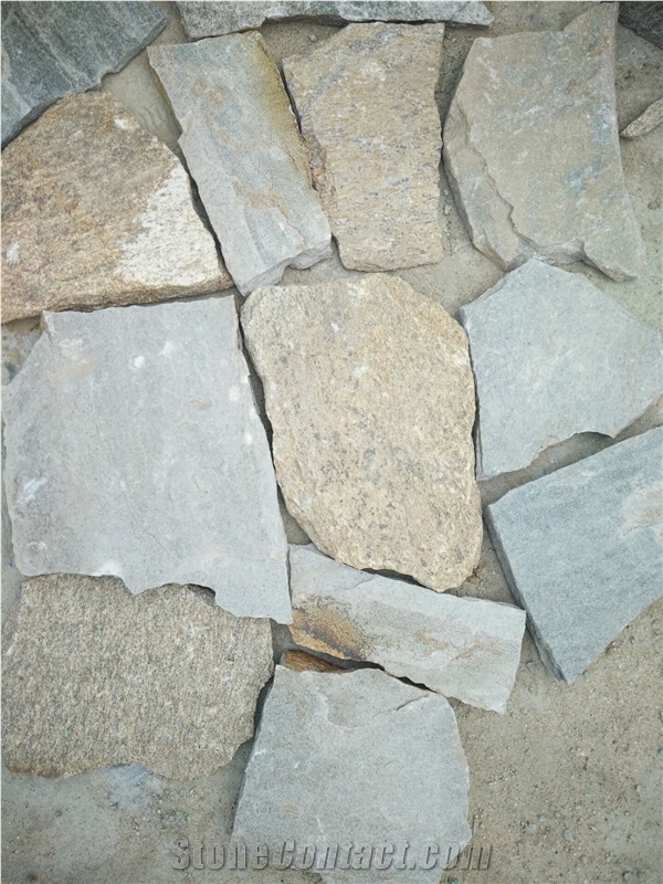 Fargo Multicolor Quartzite Irregular Flagstone, China Quartzite Random Shape Wall Cladding Pieces, Quartzite Flagstone Road/Walkway Paving