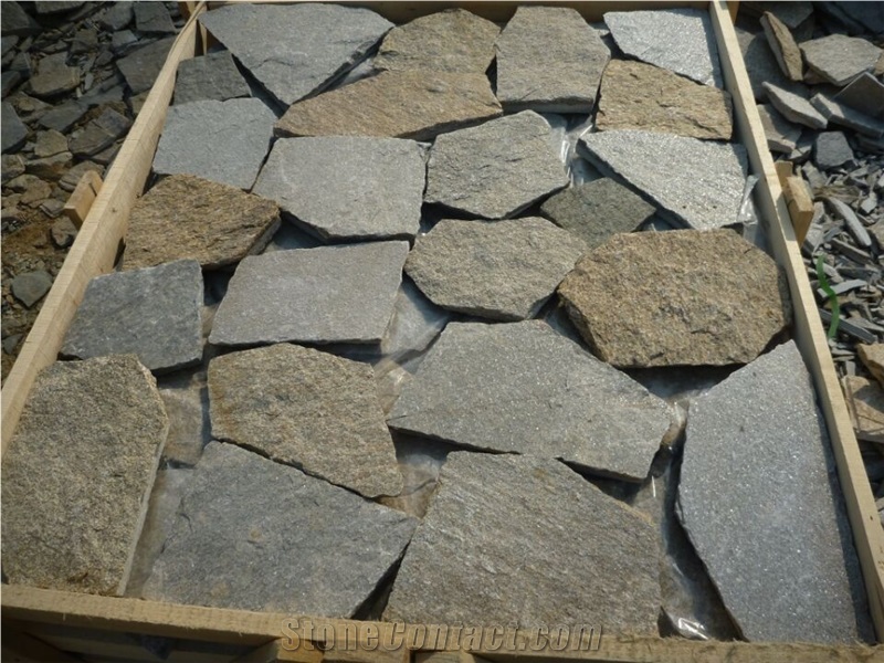 Fargo Multicolor Quartzite Irregular Flagstone, China Quartzite Random Shape Wall Cladding Pieces, Quartzite Flagstone Road/Walkway Paving