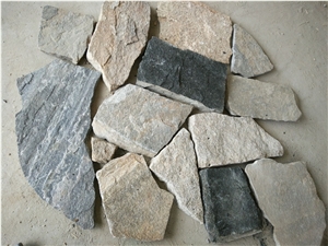 Fargo Multicolor Quartzite Irregular Flagstone, China Quartzite Random Shape Wall Cladding Pieces, Quartzite Flagstone Road/Walkway Paving