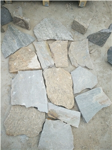 Fargo Multicolor Quartzite Irregular Flagstone, China Quartzite Random Shape Wall Cladding Pieces, Quartzite Flagstone Road/Walkway Paving