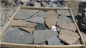 Fargo Multicolor Quartzite Irregular Flagstone, China Quartzite Random Shape Wall Cladding Pieces, Quartzite Flagstone Road/Walkway Paving