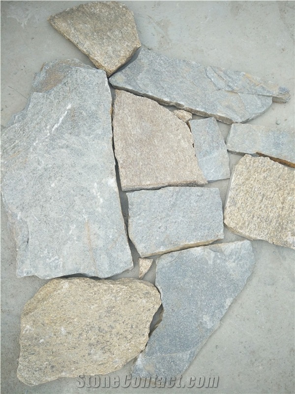 Fargo Multicolor Quartzite Irregular Flagstone, China Quartzite Random Shape Wall Cladding Pieces, Quartzite Flagstone Road/Walkway Paving