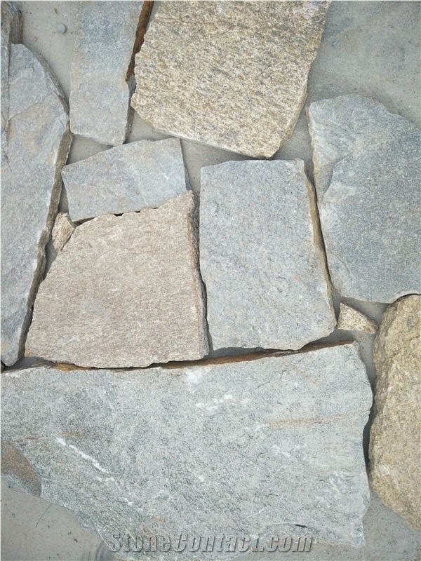 Fargo Multicolor Quartzite Irregular Flagstone, China Quartzite Random Shape Wall Cladding Pieces, Quartzite Flagstone Road/Walkway Paving