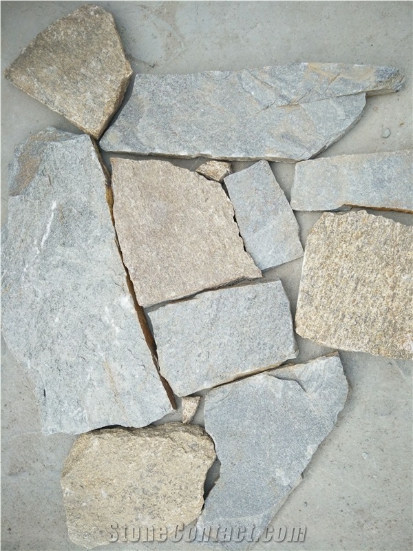 Fargo Multicolor Quartzite Irregular Flagstone, China Quartzite Random Shape Wall Cladding Pieces, Quartzite Flagstone Road/Walkway Paving