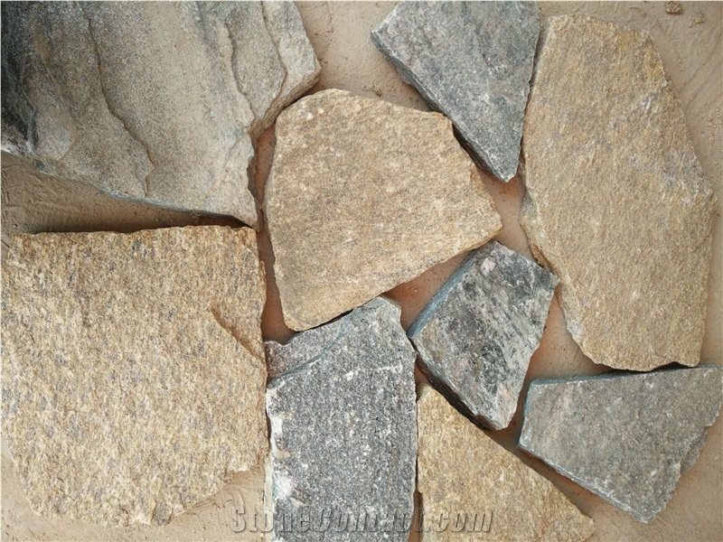 Fargo Multicolor Quartzite Irregular Flagstone, China Quartzite Random Shape Wall Cladding Pieces, Quartzite Flagstone Road/Walkway Paving