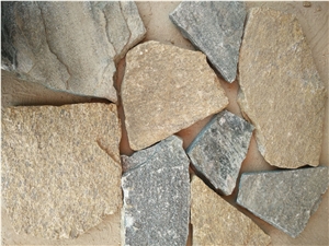 Fargo Multicolor Quartzite Irregular Flagstone, China Quartzite Random Shape Wall Cladding Pieces, Quartzite Flagstone Road/Walkway Paving