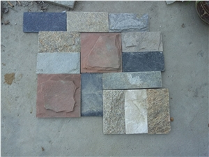 Fargo Multicolor Quartzite Mushroomed Stone, Multicolor Quartzite Split Face Mushroomed Wall Cladding Stones