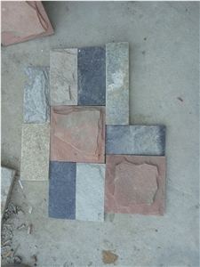 Fargo Multicolor Quartzite Mushroomed Wall Cladding Stone, China Quartzite Split Face Mushroom Stone