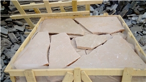 Fargo Pink Sandstone Irregular Wall Cladding Stone, China Pink Sandstone Random Flagstone for Courtyard, Pink Sandstone Loose Stone, Flagstone for Road Paving