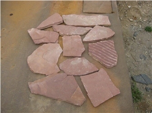 Fargo Pink Sandstone Random Flagstone Walkway Pavers, China Pink Sandstone Irregular Wall Loose Pieces, Pink Sandstone Flagstone Road Paving