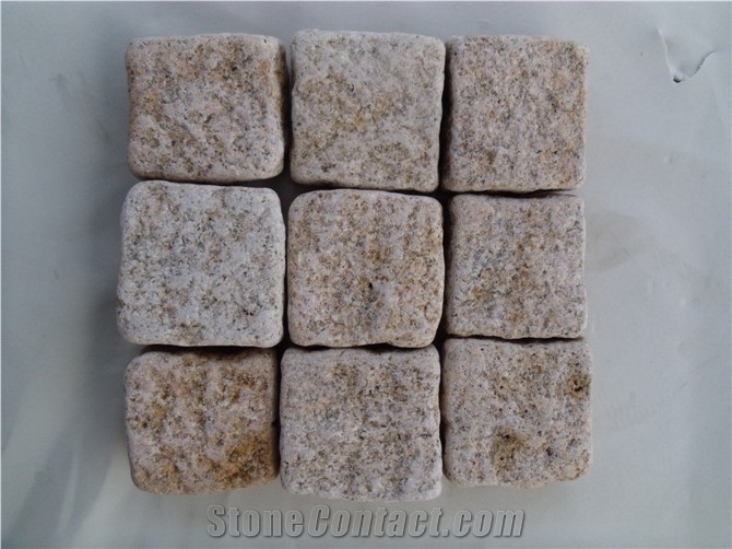 Fargo Red Porphyry Cube Stone, Chinese Red Granite Cobble Stone, Natural Split Paving Cubes, Garden Stepping Pavements