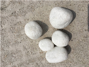 Fargo Snow White Marble Tumbled Pebbles, China White Gravels, White Tumbled Aggregates, Tumbled Round White Pebble Stone Driveways