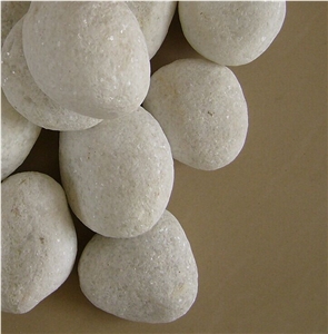 Fargo Snow White Marble Tumbled Pebbles, China White Gravels, White Tumbled Aggregates, Tumbled Round White Pebble Stone Driveways
