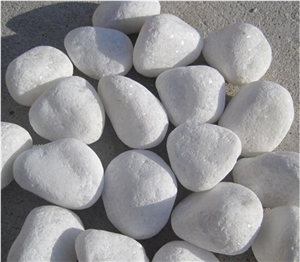 Fargo Snow White Marble Tumbled Pebbles, China White Gravels, White Tumbled Aggregates, Tumbled Round White Pebble Stone Driveways